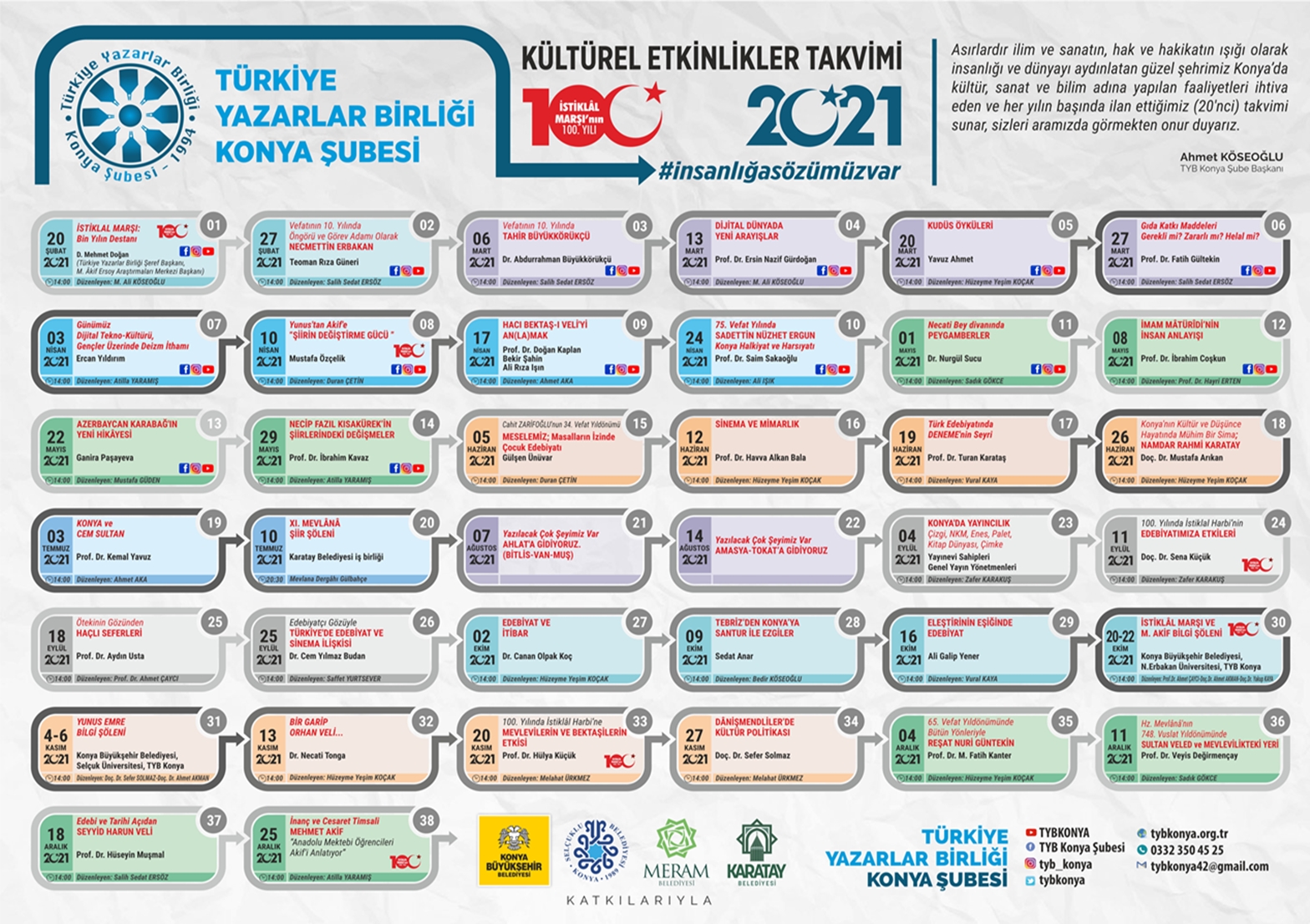 TYB KONYA ŞUBESİ 2021 PROGRAMINI AÇIKLADI